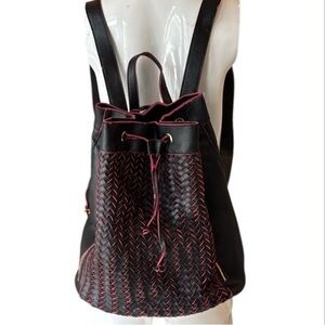 Deux Lux Black & Pink Woven Drawstring Backpack